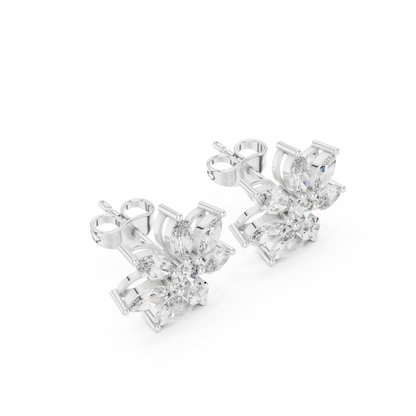 Elvanya Marquise Floral Diamond Studs
