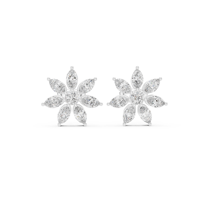 Elvanya Marquise Floral Diamond Studs