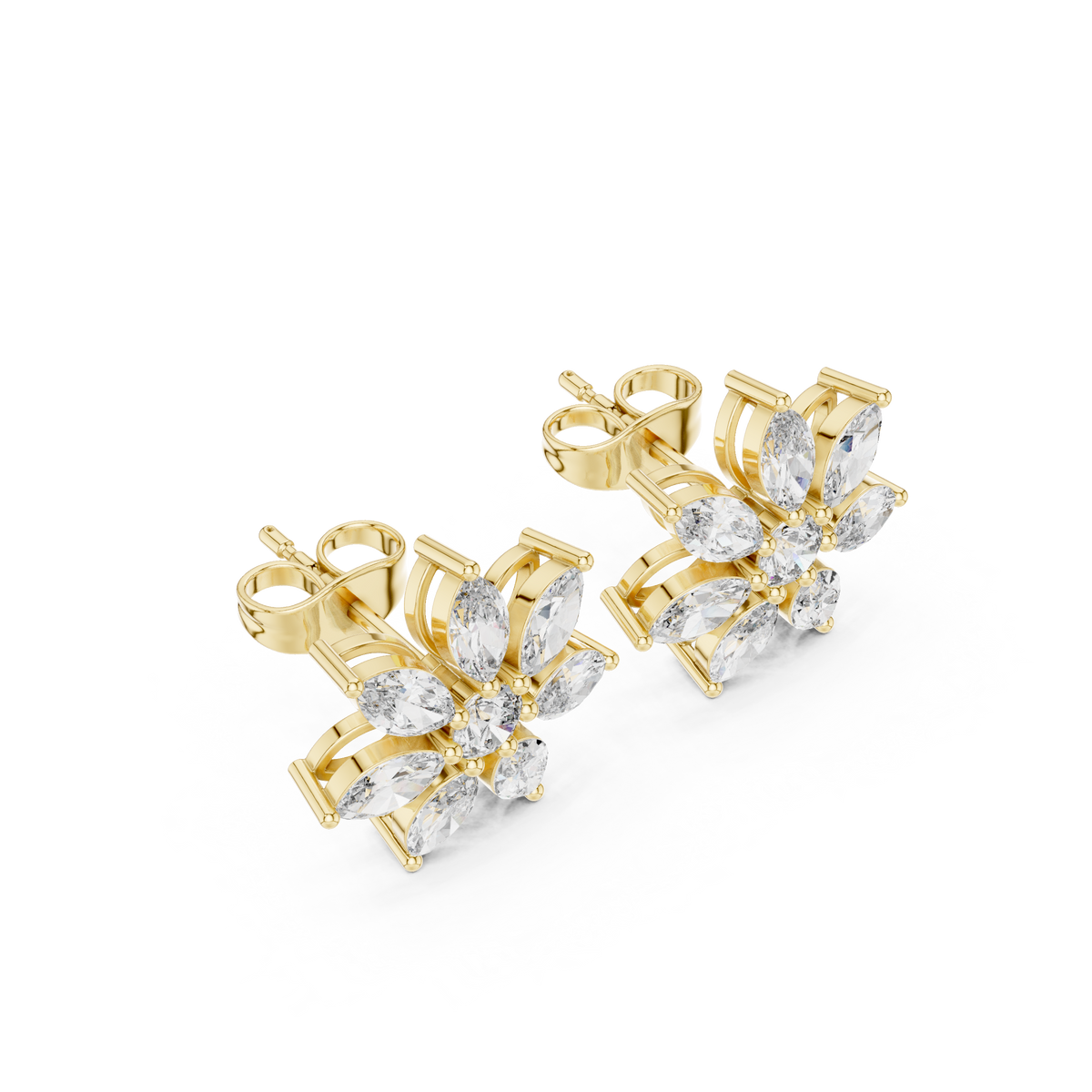 Elvanya Marquise Floral Diamond Studs