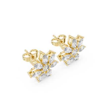Elvanya Marquise Floral Diamond Studs