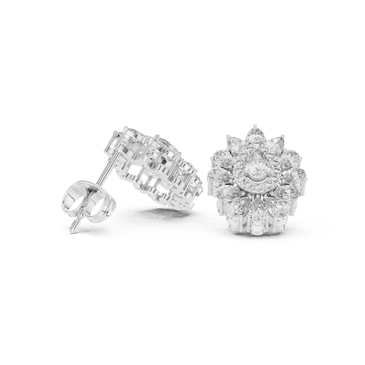 Liora Floral Pear Diamond Studs