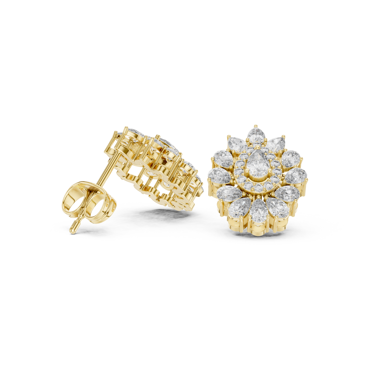 Liora Floral Pear Diamond Studs