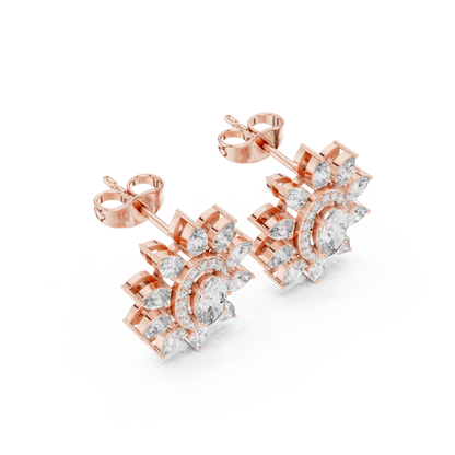 Mira Floral Oval Diamond Studs