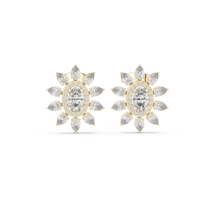Mira Floral Oval Diamond Studs