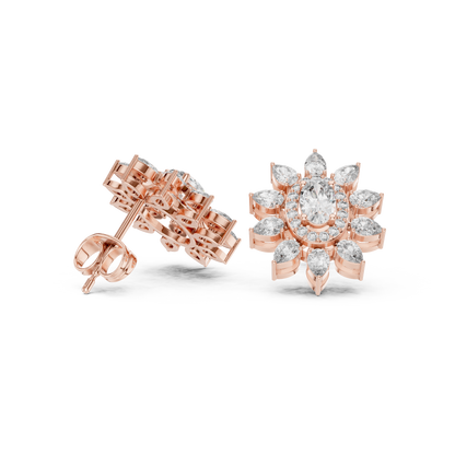Mira Floral Oval Diamond Studs
