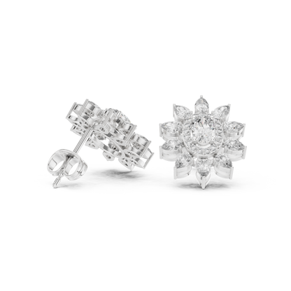 Mira Floral Oval Diamond Studs
