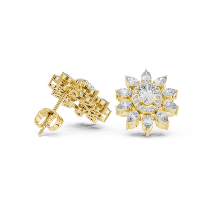 Mira Floral Oval Diamond Studs