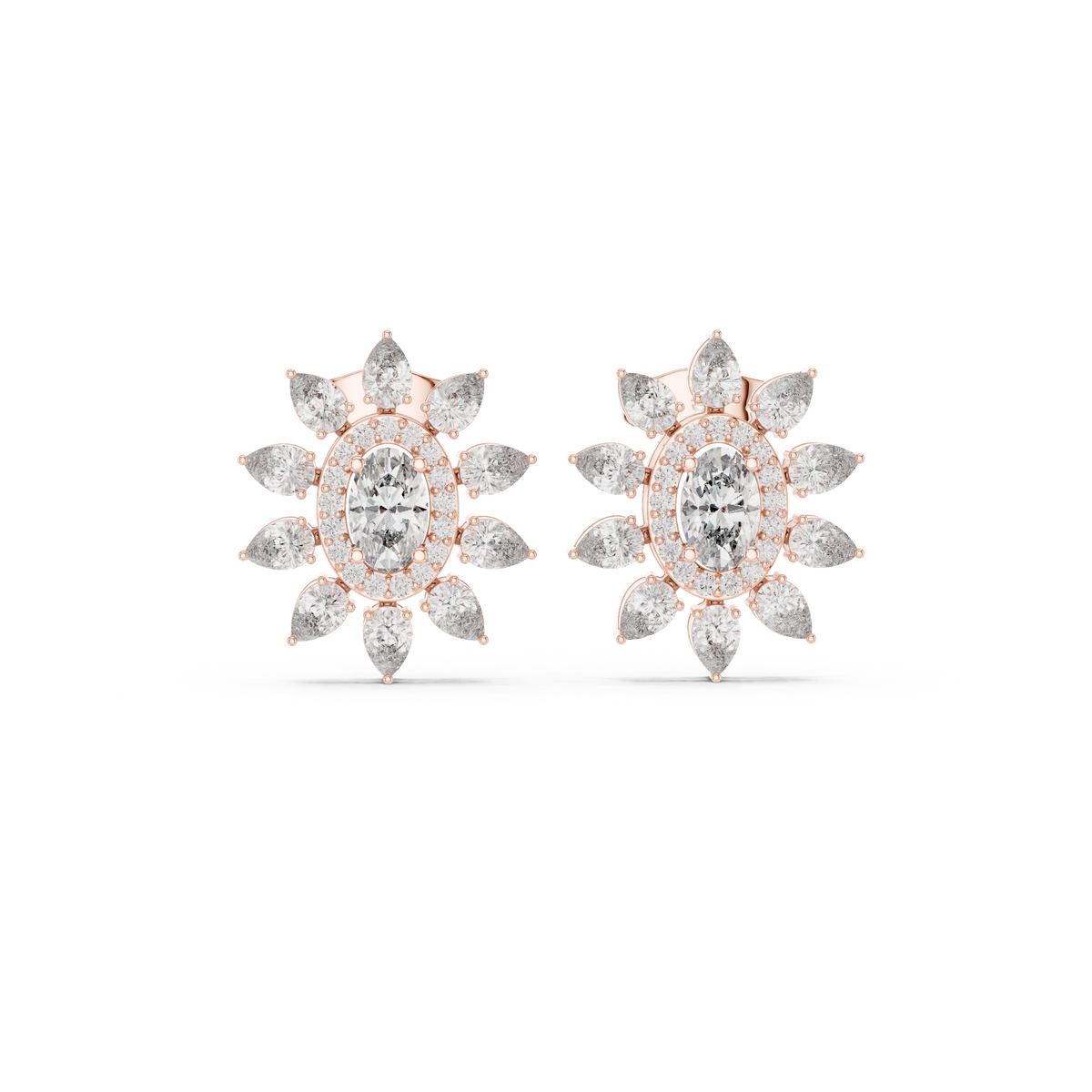 Mira Floral Oval Diamond Studs