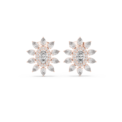 Mira Floral Oval Diamond Studs