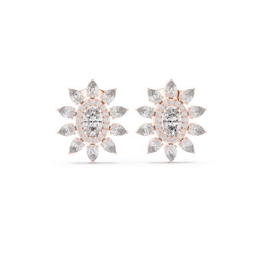 Mira Floral Oval Diamond Studs