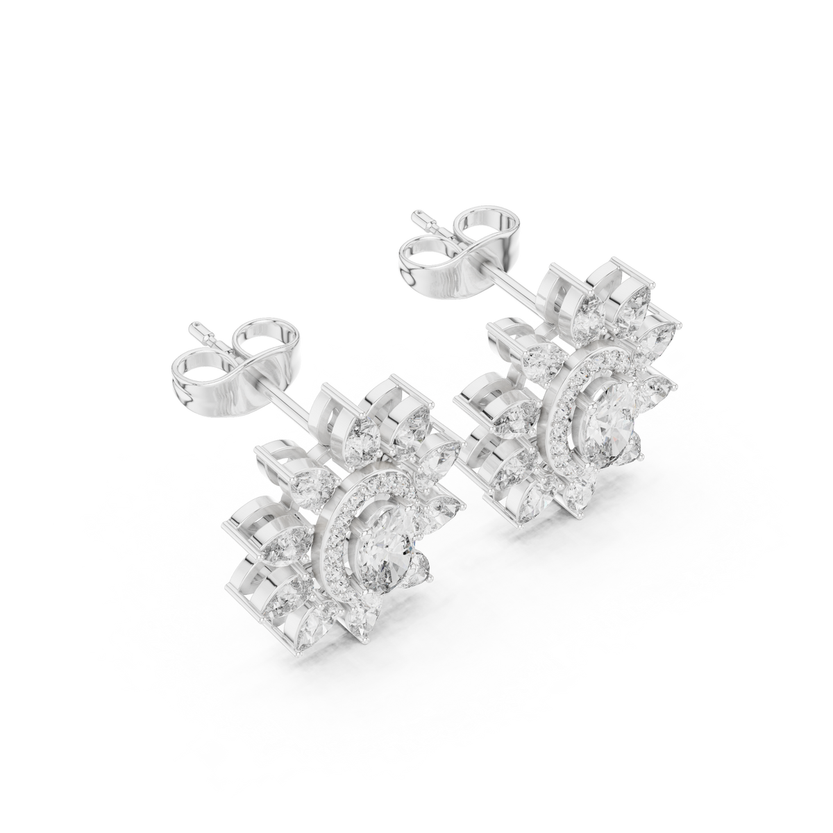 Mira Floral Oval Diamond Studs