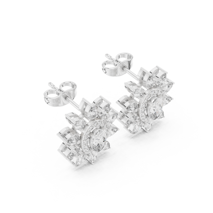 Mira Floral Oval Diamond Studs