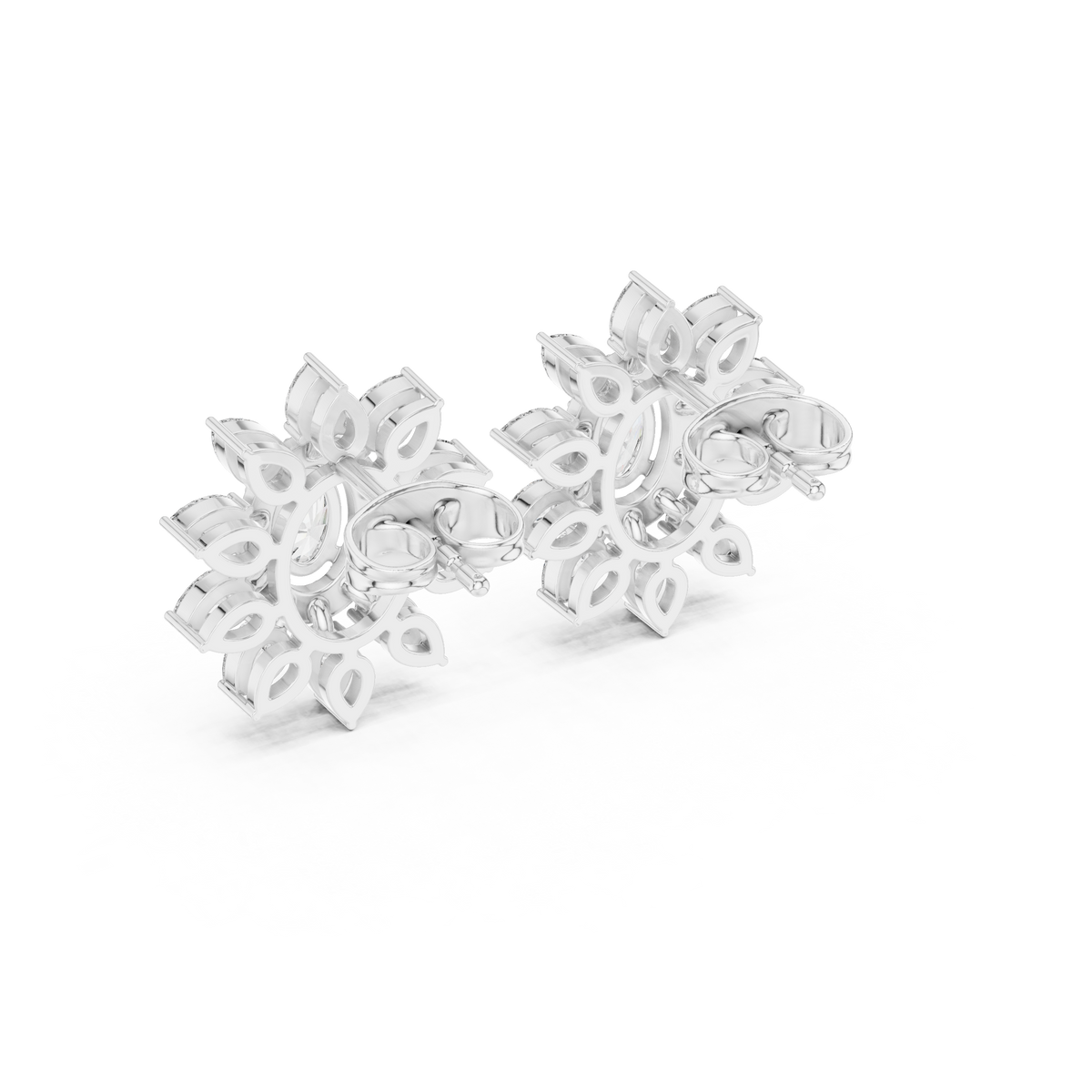 Mira Floral Oval Diamond Studs