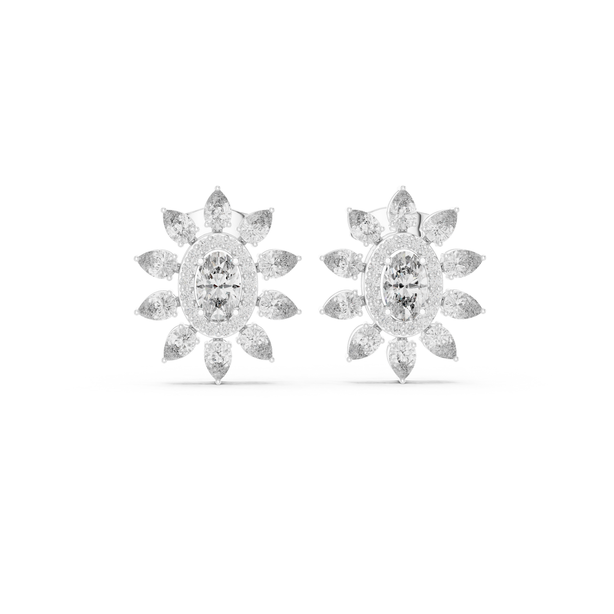 Mira Floral Oval Diamond Studs
