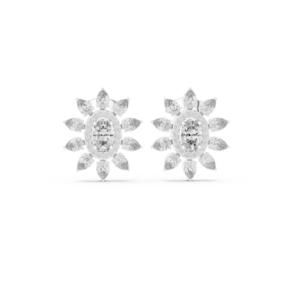 Mira Floral Oval Diamond Studs