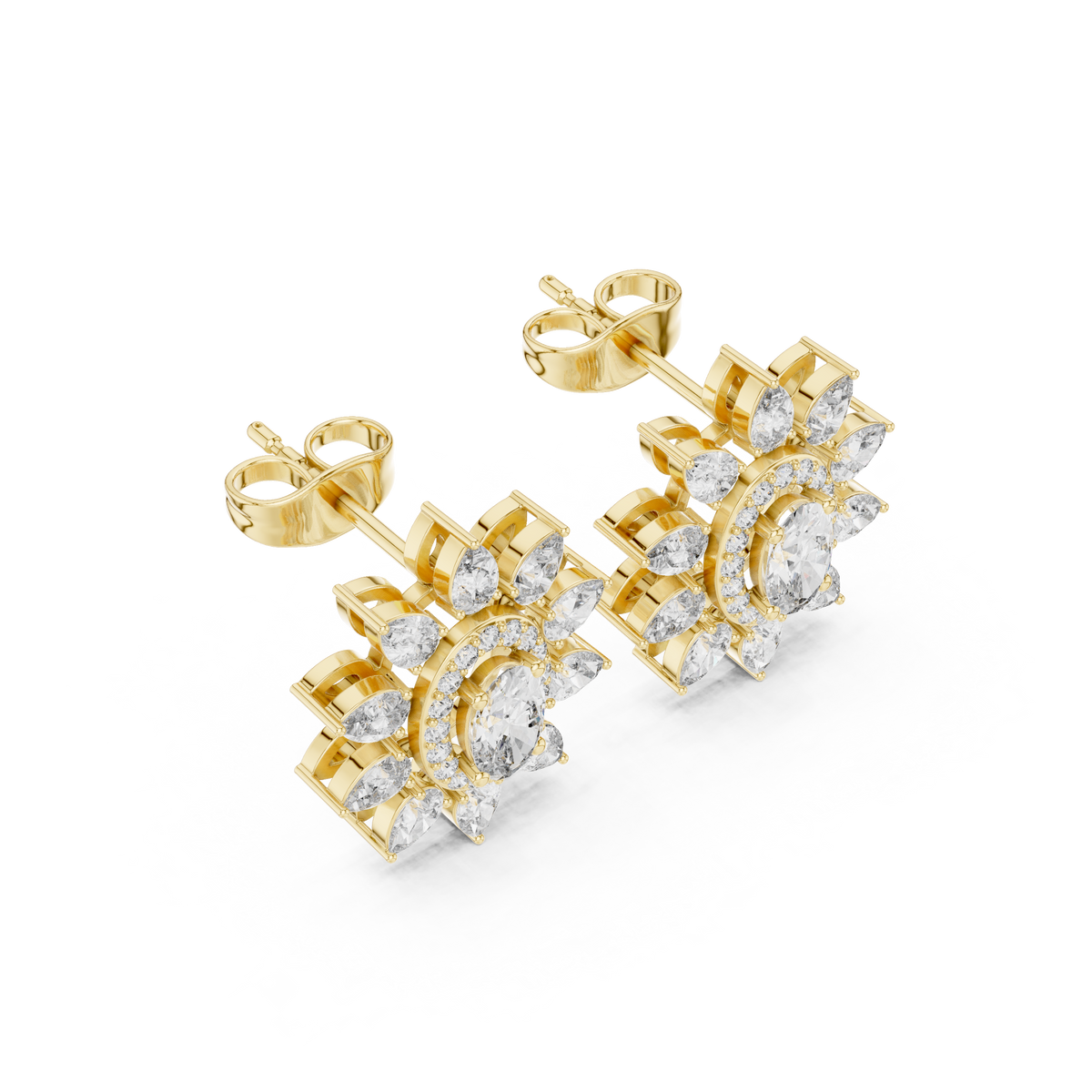 Mira Floral Oval Diamond Studs