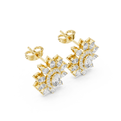 Mira Floral Oval Diamond Studs