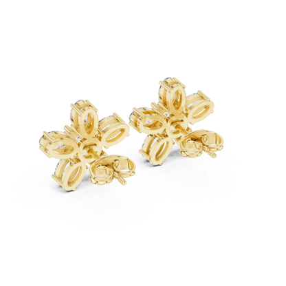 Elvienne Marquise Floral Diamond Studs
