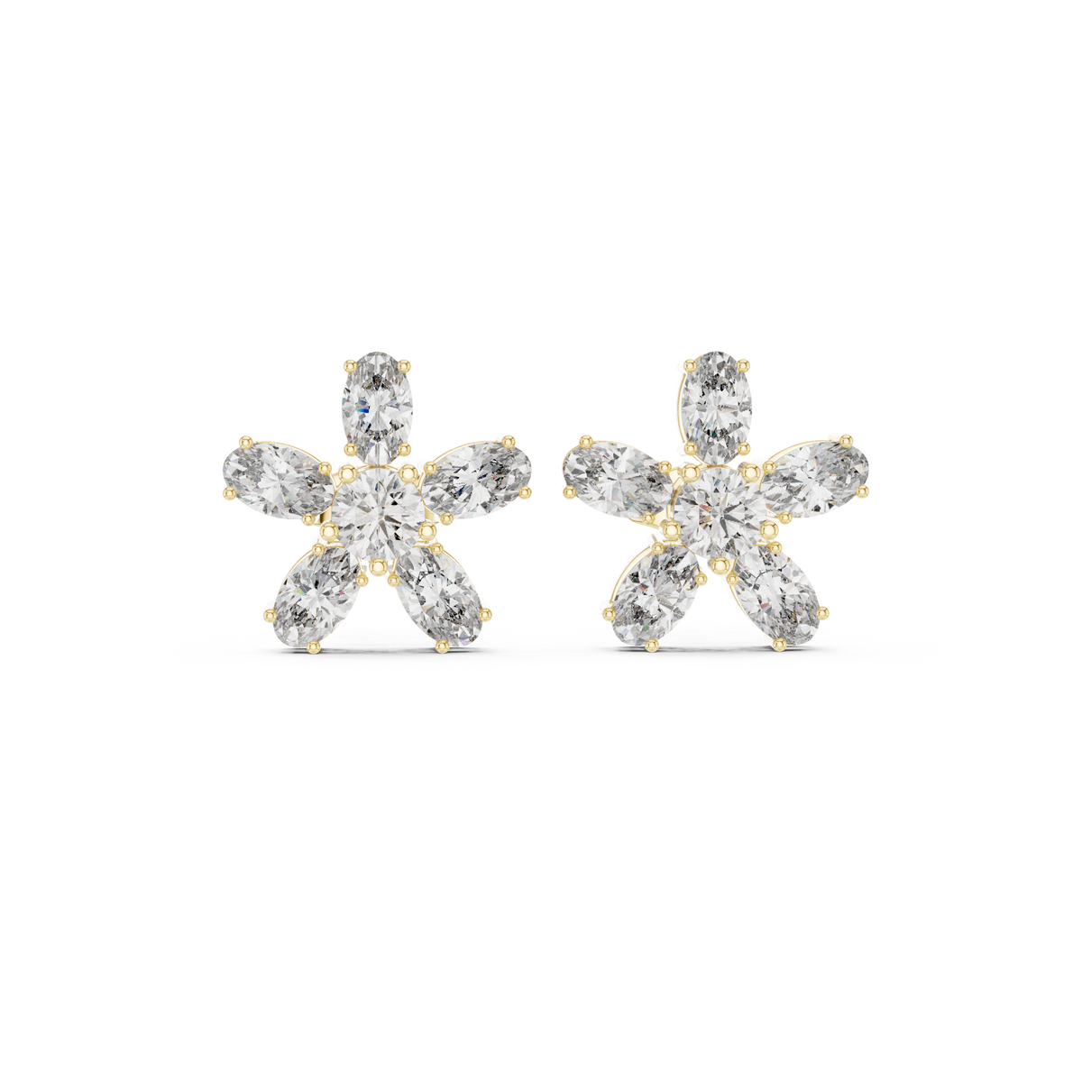 Elvienne Marquise Floral Diamond Studs