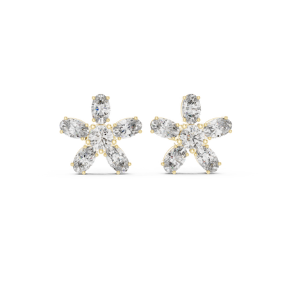 Elvienne Marquise Floral Diamond Studs