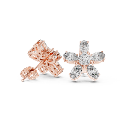 Elvienne Marquise Floral Diamond Studs