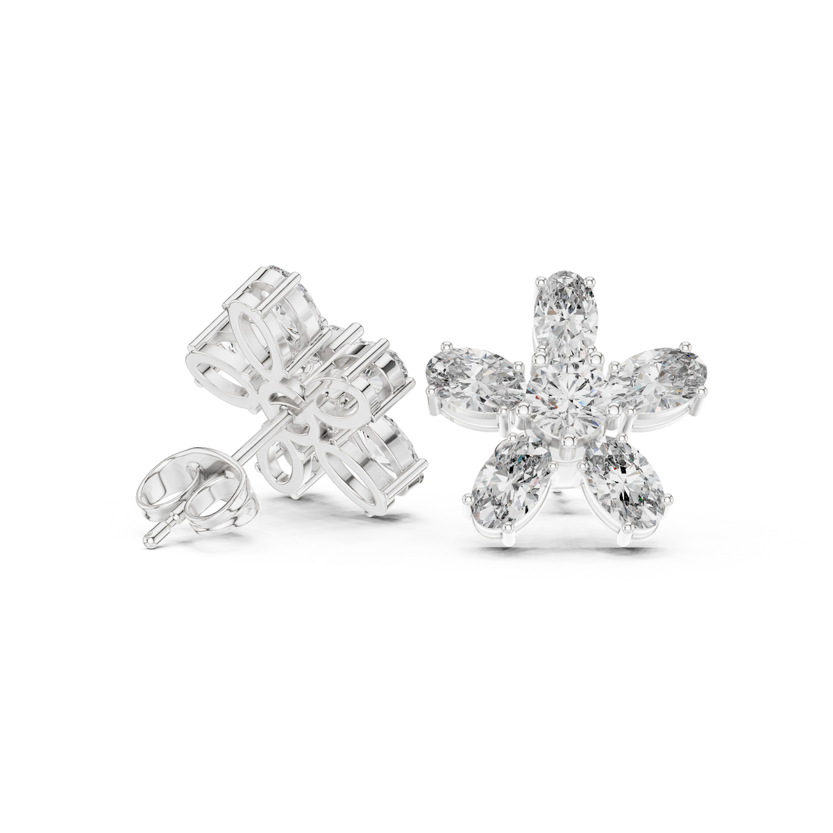 Elvienne Marquise Floral Diamond Studs