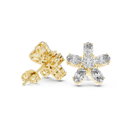 Elvienne Marquise Floral Diamond Studs