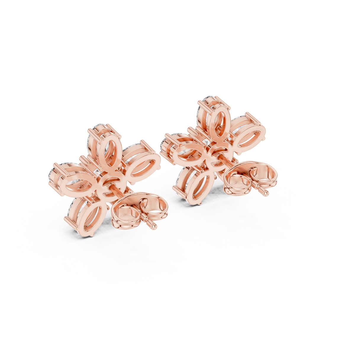 Elvienne Marquise Floral Diamond Studs