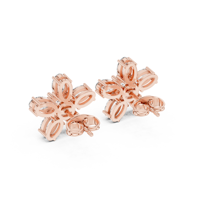 Elvienne Marquise Floral Diamond Studs