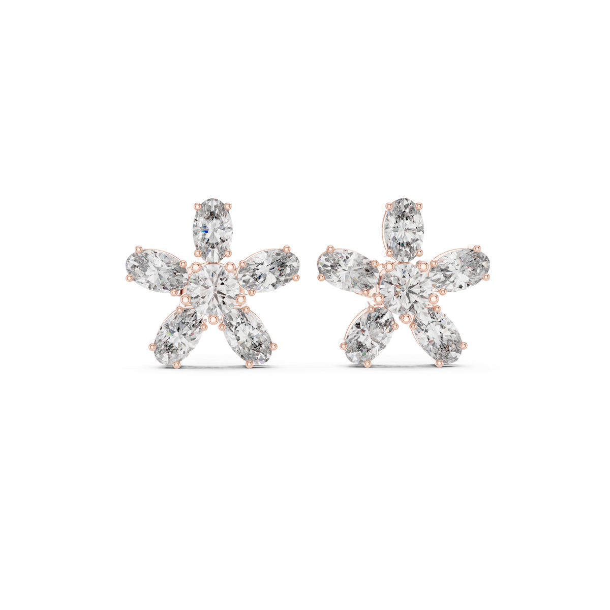 Elvienne Marquise Floral Diamond Studs