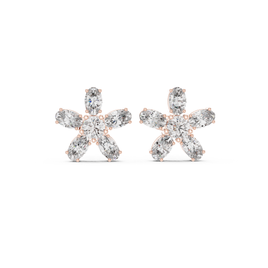 Elvienne Marquise Floral Diamond Studs