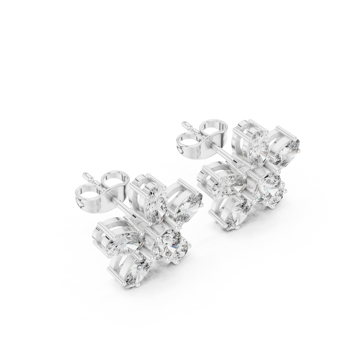 Elvienne Marquise Floral Diamond Studs
