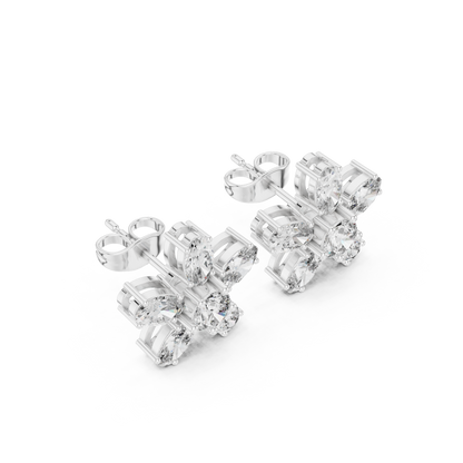 Elvienne Marquise Floral Diamond Studs