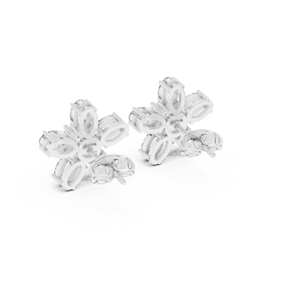Elvienne Marquise Floral Diamond Studs