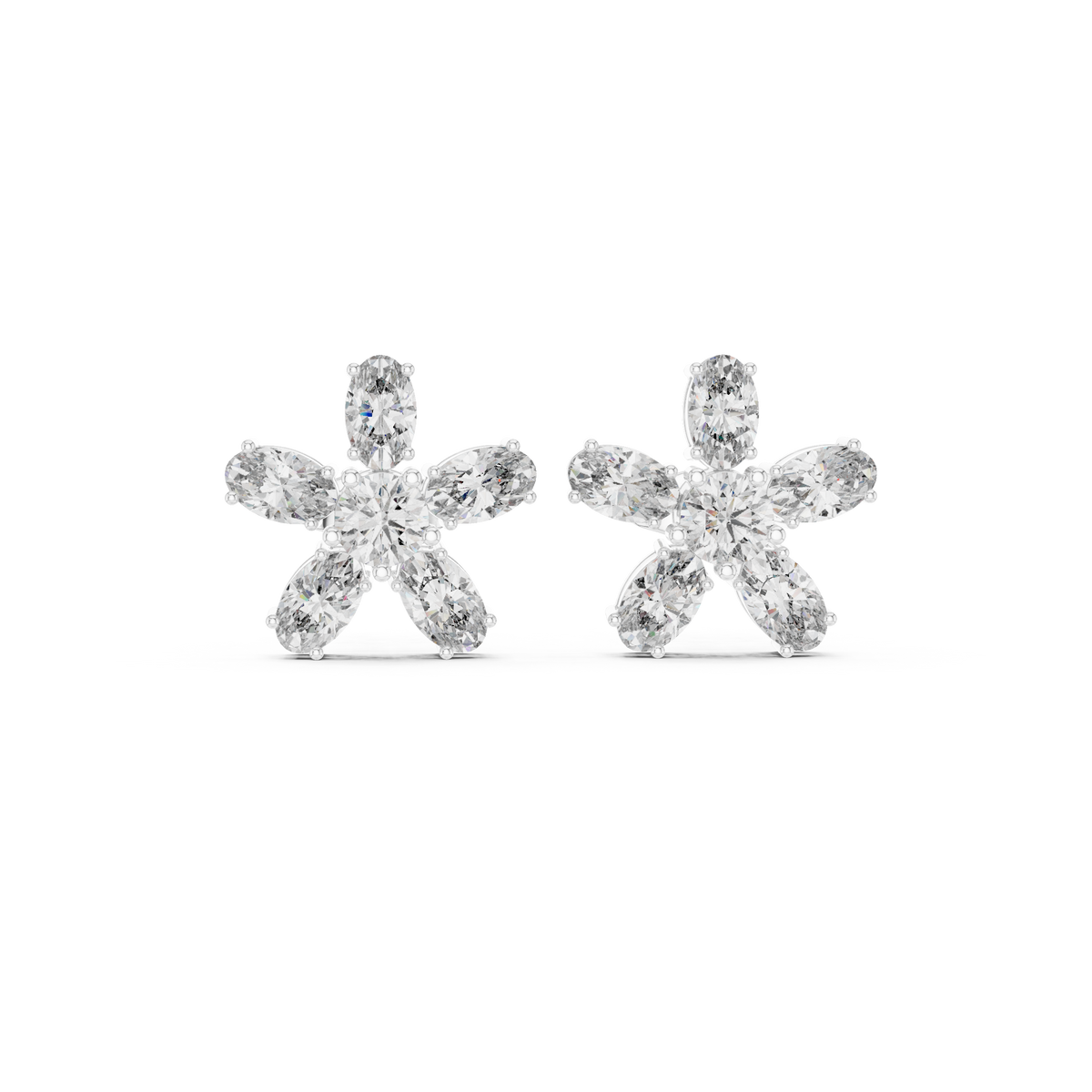 Elvienne Marquise Floral Diamond Studs