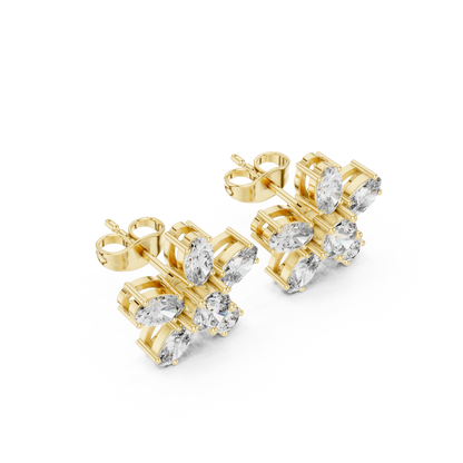 Elvienne Marquise Floral Diamond Studs