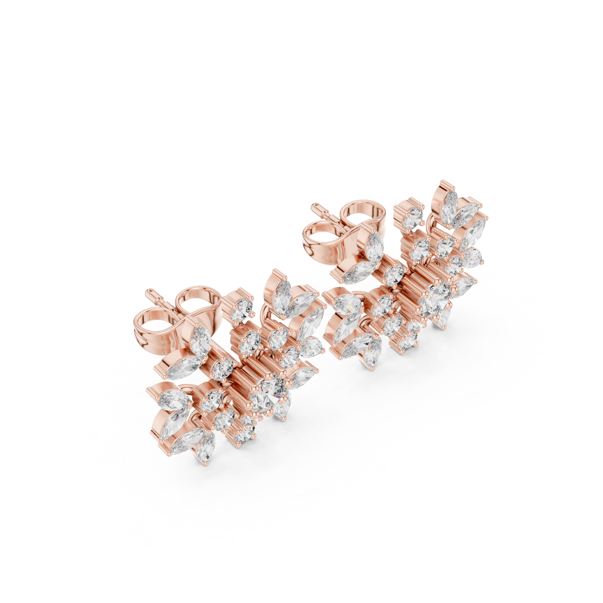 Zelviora Floral Marquise Diamond Studs
