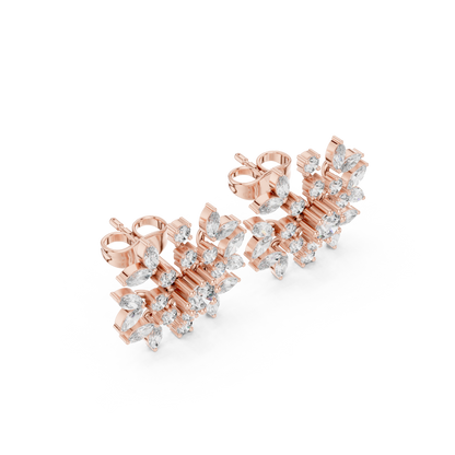 Zelviora Floral Marquise Diamond Studs