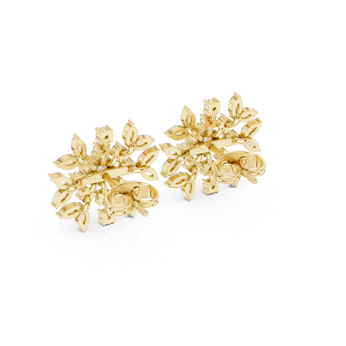 Zelviora Floral Marquise Diamond Studs