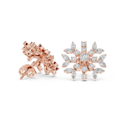 Zelviora Floral Marquise Diamond Studs