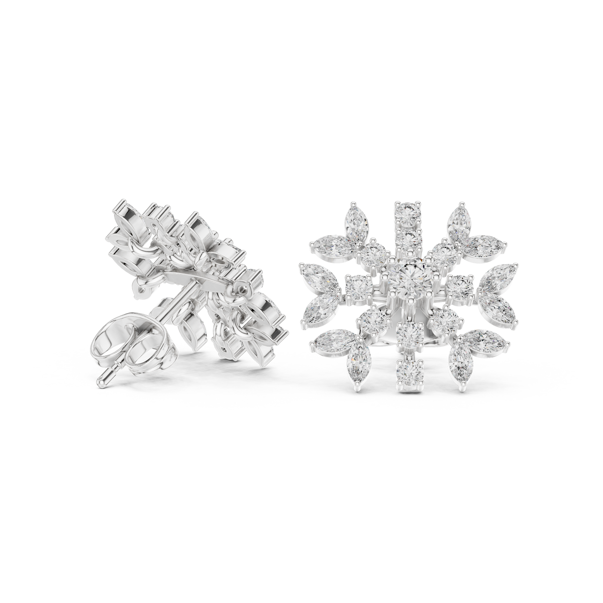 Zelviora Floral Marquise Diamond Studs