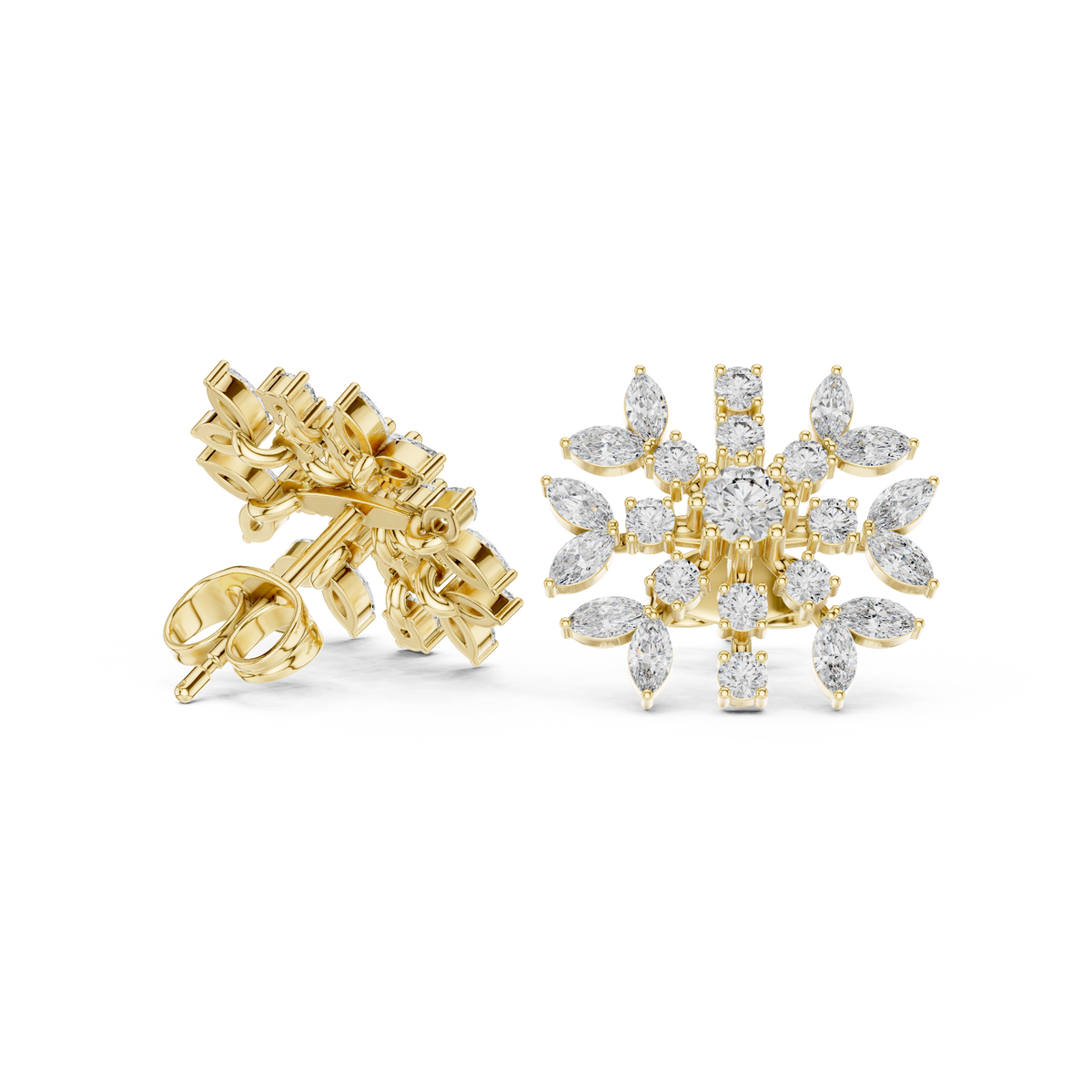 Zelviora Floral Marquise Diamond Studs