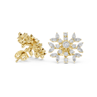 Zelviora Floral Marquise Diamond Studs