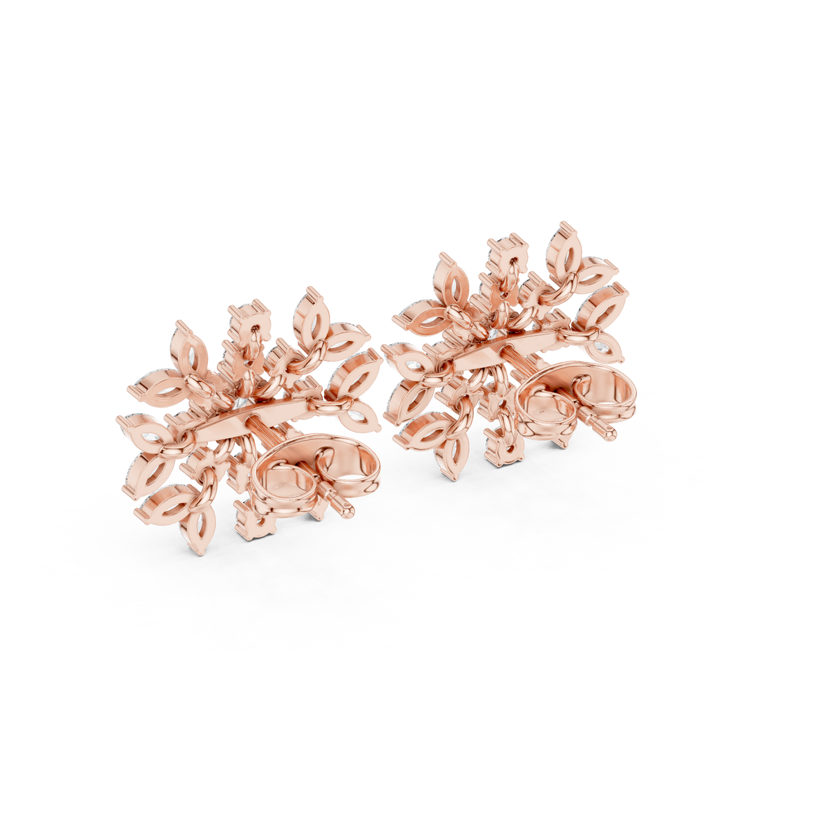 Zelviora Floral Marquise Diamond Studs