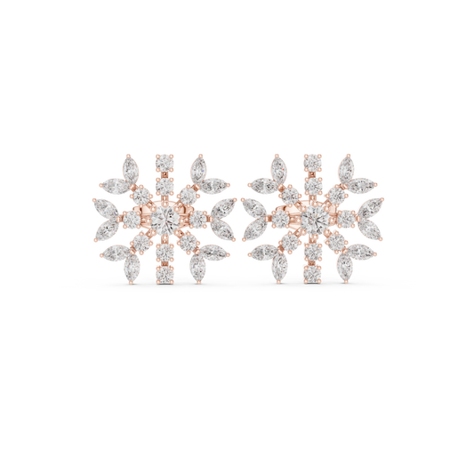 Zelviora Floral Marquise Diamond Studs