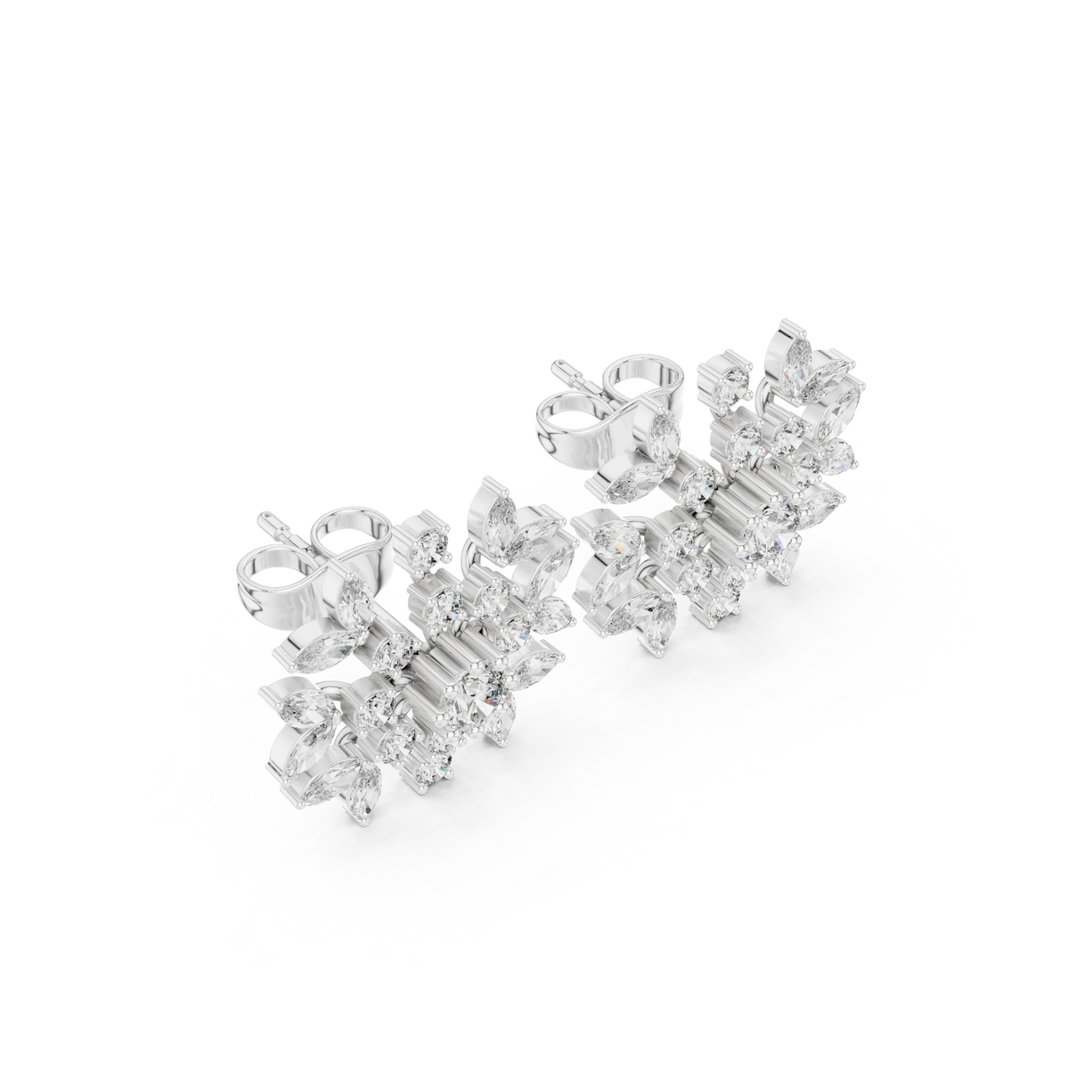 Zelviora Floral Marquise Diamond Studs