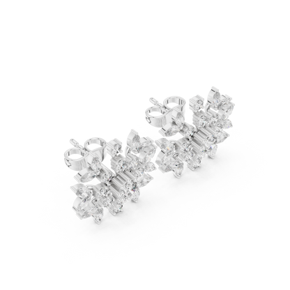 Zelviora Floral Marquise Diamond Studs