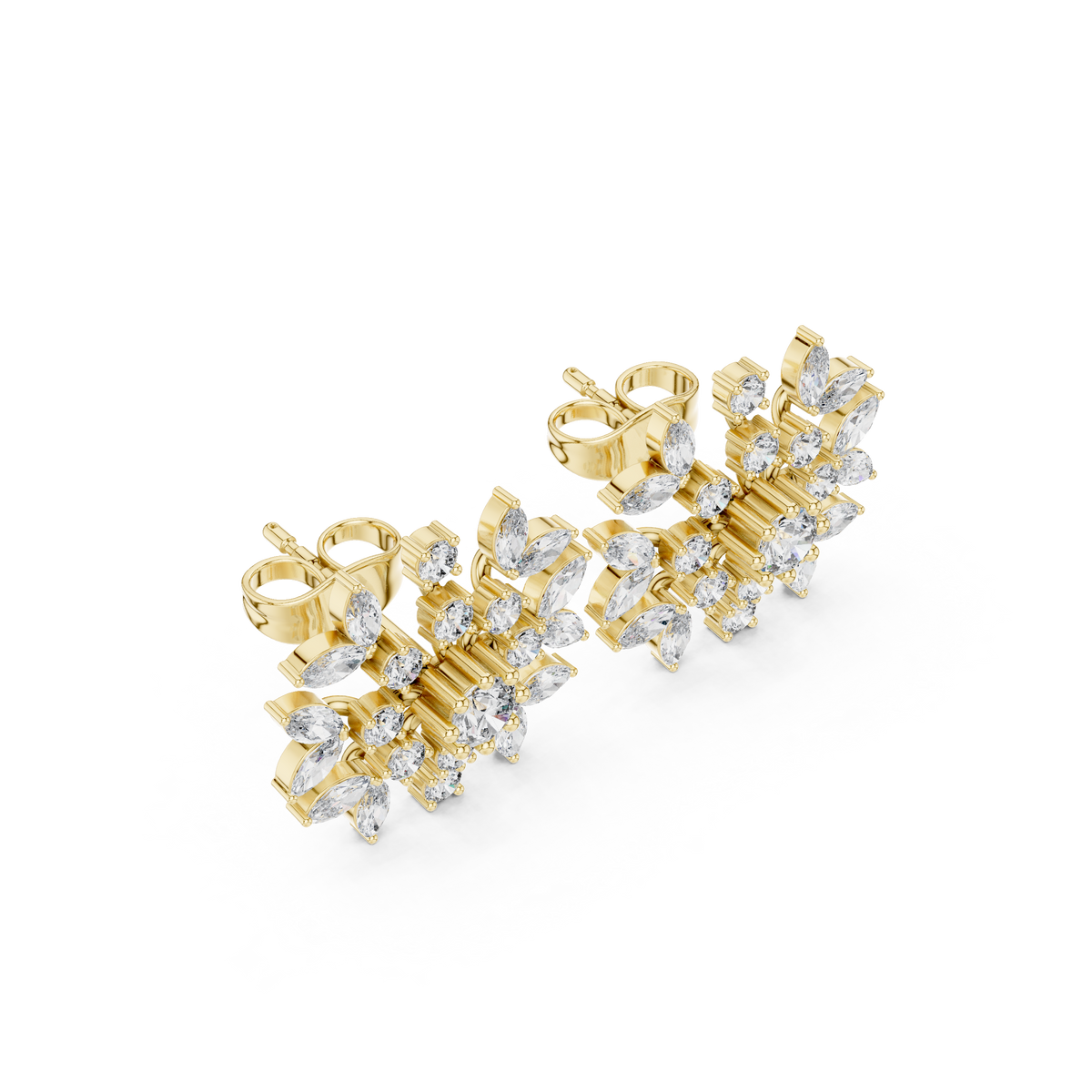 Zelviora Floral Marquise Diamond Studs
