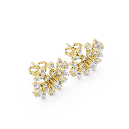 Zelviora Floral Marquise Diamond Studs