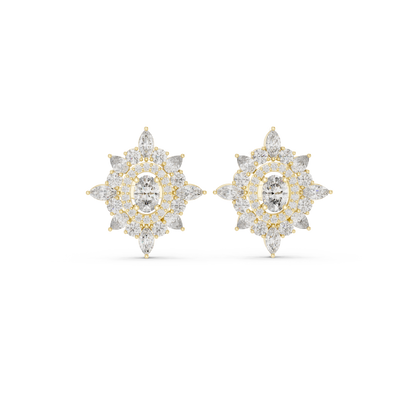Veylora Oval Floral Diamond Studs